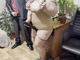 Mother-in-law took off her skirt and got stepson-in-law'_s cum on her ass